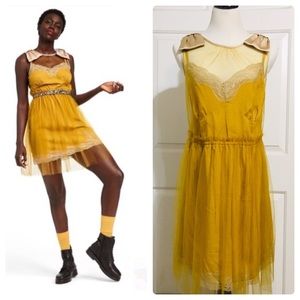 Rodarte Mustard Yellow Tulle Slip Dress 1X